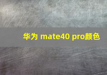 华为 mate40 pro颜色